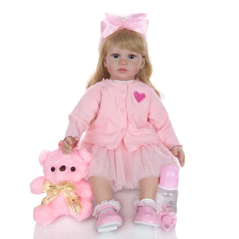 Muñeca Reborn de Silicona Realista 60 CM con Peluche-0