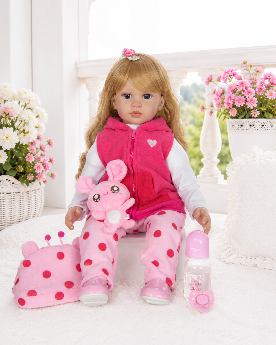 Muñeca Reborn de Silicona Realista de 60 CM con Peluche-2