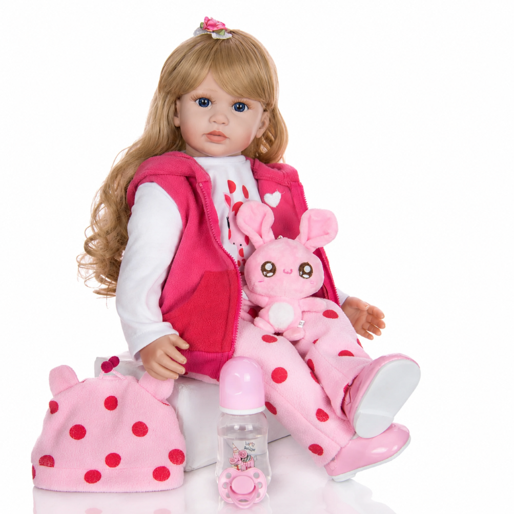 Muñeca Reborn de Silicona Realista de 60 CM con Peluche-5