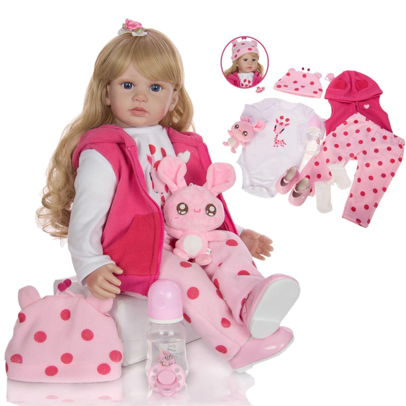 Muñeca Reborn de Silicona Realista de 60 CM con Peluche-3