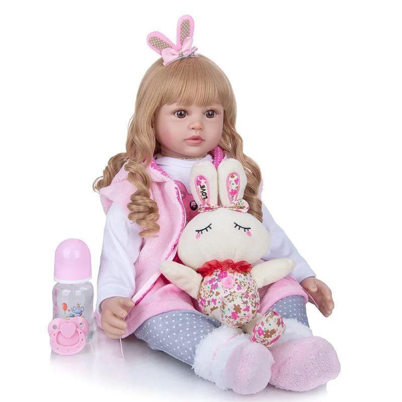 Muñeca Reborn de Silicona Realista 60 CM Con Peluche-4