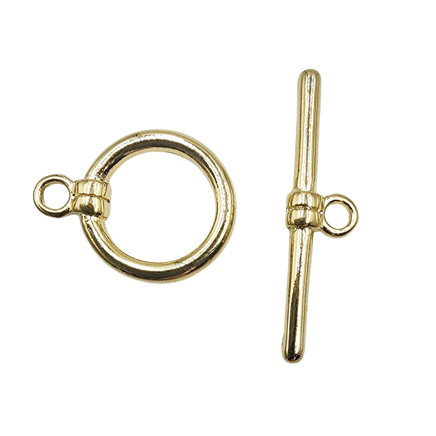 Broche redondo palito 13 mm baño de oro 6 unidades-0