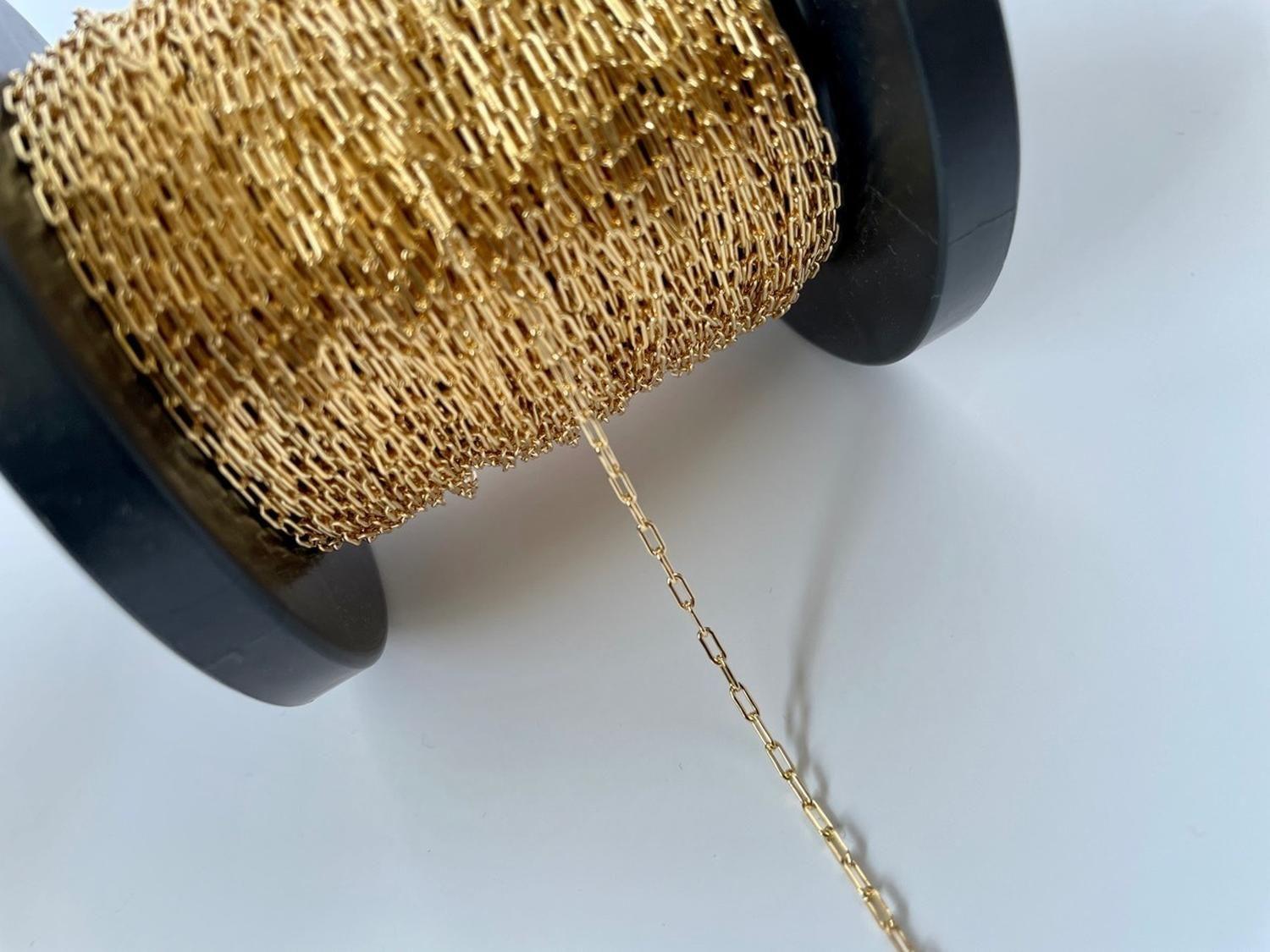 Cadena De Eslabones Cuadrados Con Baño De Oro 18k Ac8880-0