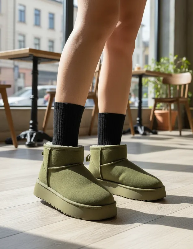 Bota Mujer Pantubota Corta Plataforma Forrada Australiana-2