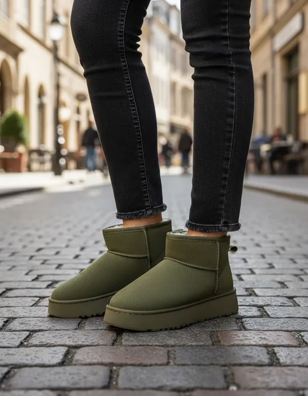 Bota Mujer Pantubota Corta Plataforma Forrada Australiana-3