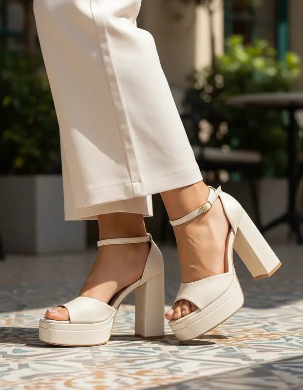 Sandalia Mujer Taco Alto Plataforma Nude Pulsera Elegante-4