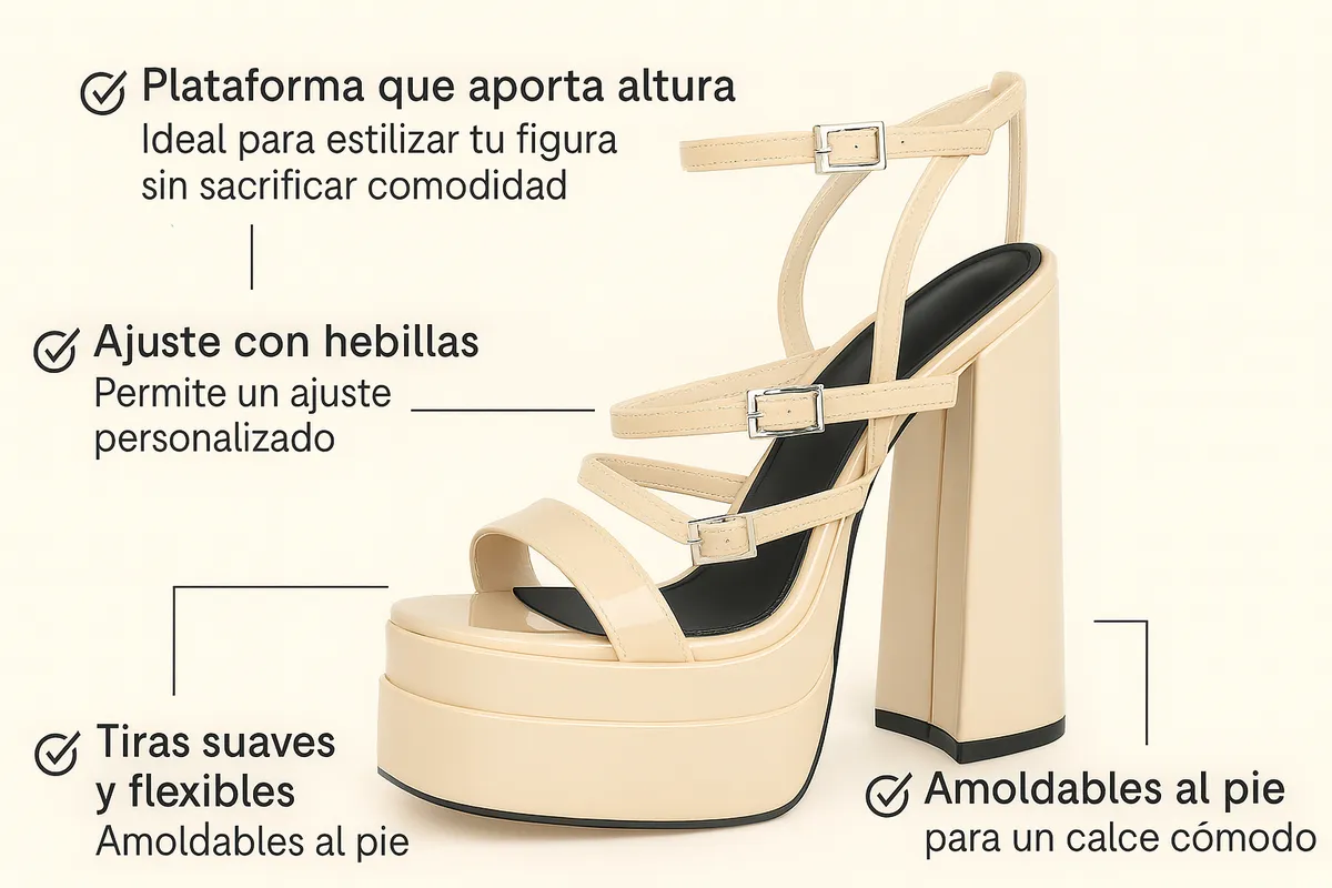 Sandalias Tacones Mujer Plataforma Alta Taco Grueso Fiesta-2