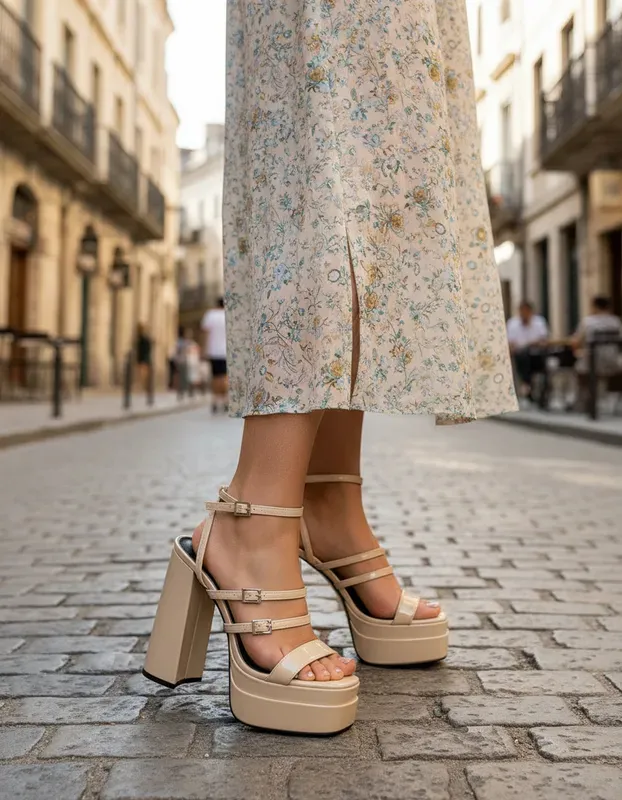 Sandalias Tacones Mujer Plataforma Alta Taco Grueso Fiesta-3