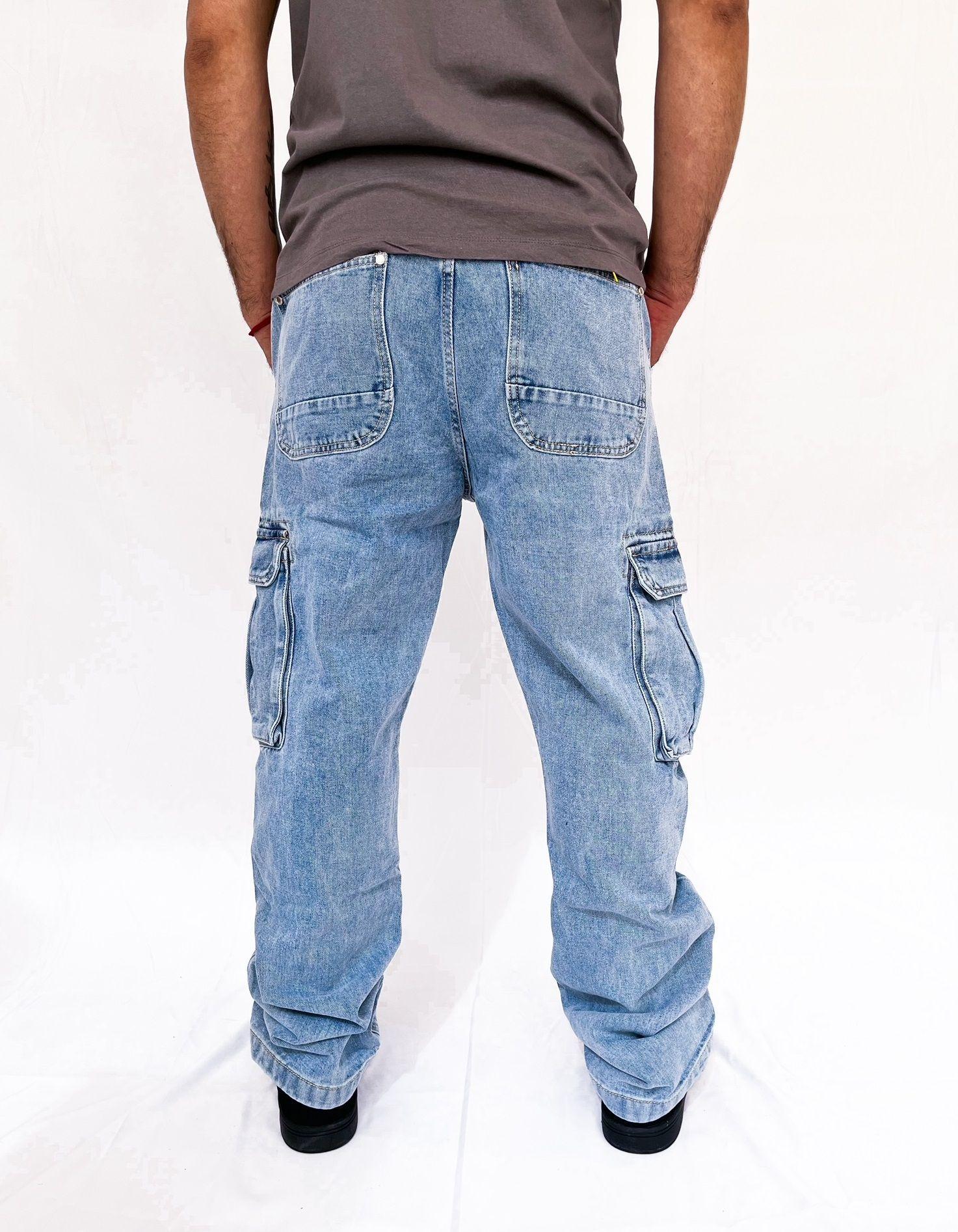 Jeans Cargo Hombre Urbano Celeste Rígido Diabolo | Paris.cl