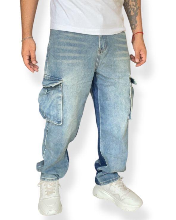 Jeans Cargo Hombre Rígido -0