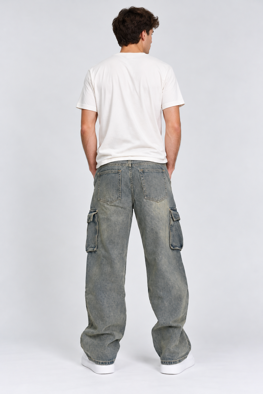 Jeans Hombre Baggy Cargo Tela Rigida Óxido-3