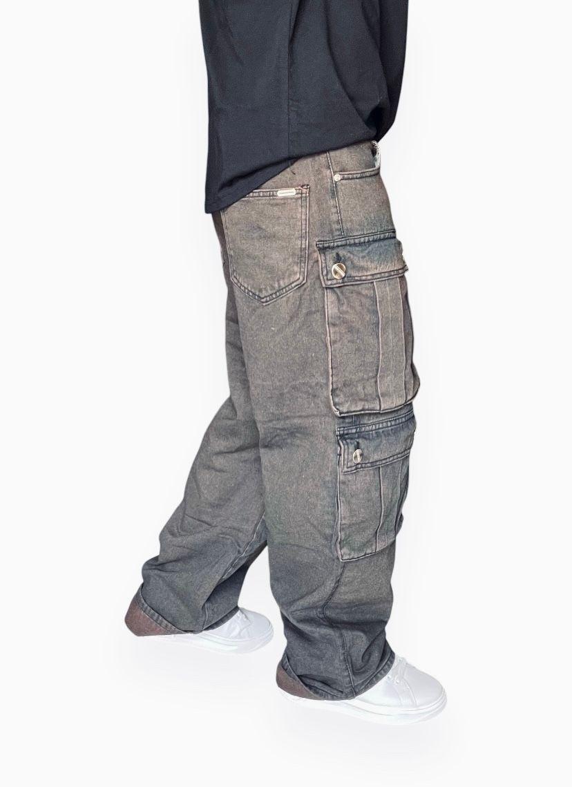 Jeans Oxido Cargo Ancho Wide Leg Hombre-2