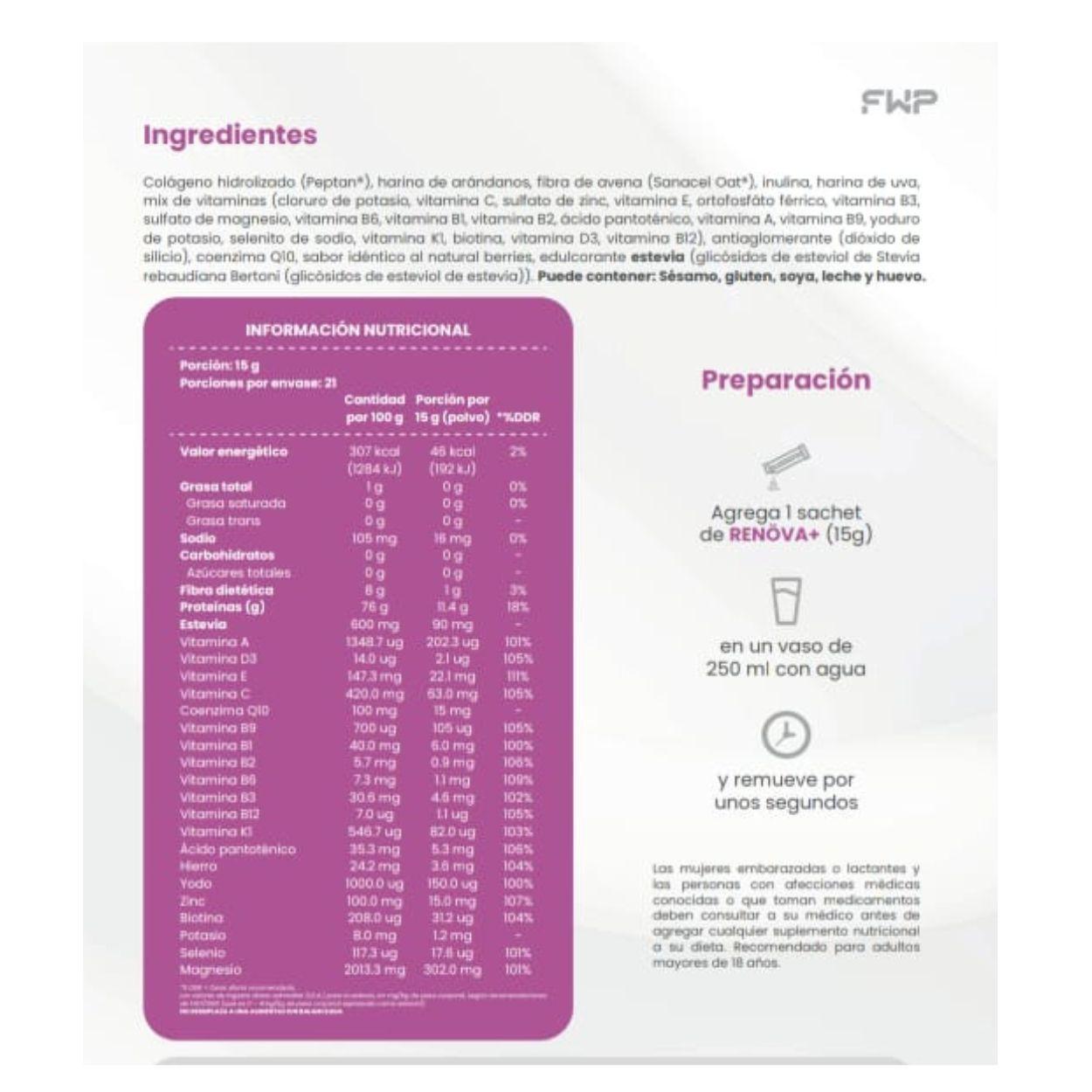 Pack 2 Renova+ Resveratrol Péptidos Colágeno Vitaminas-2