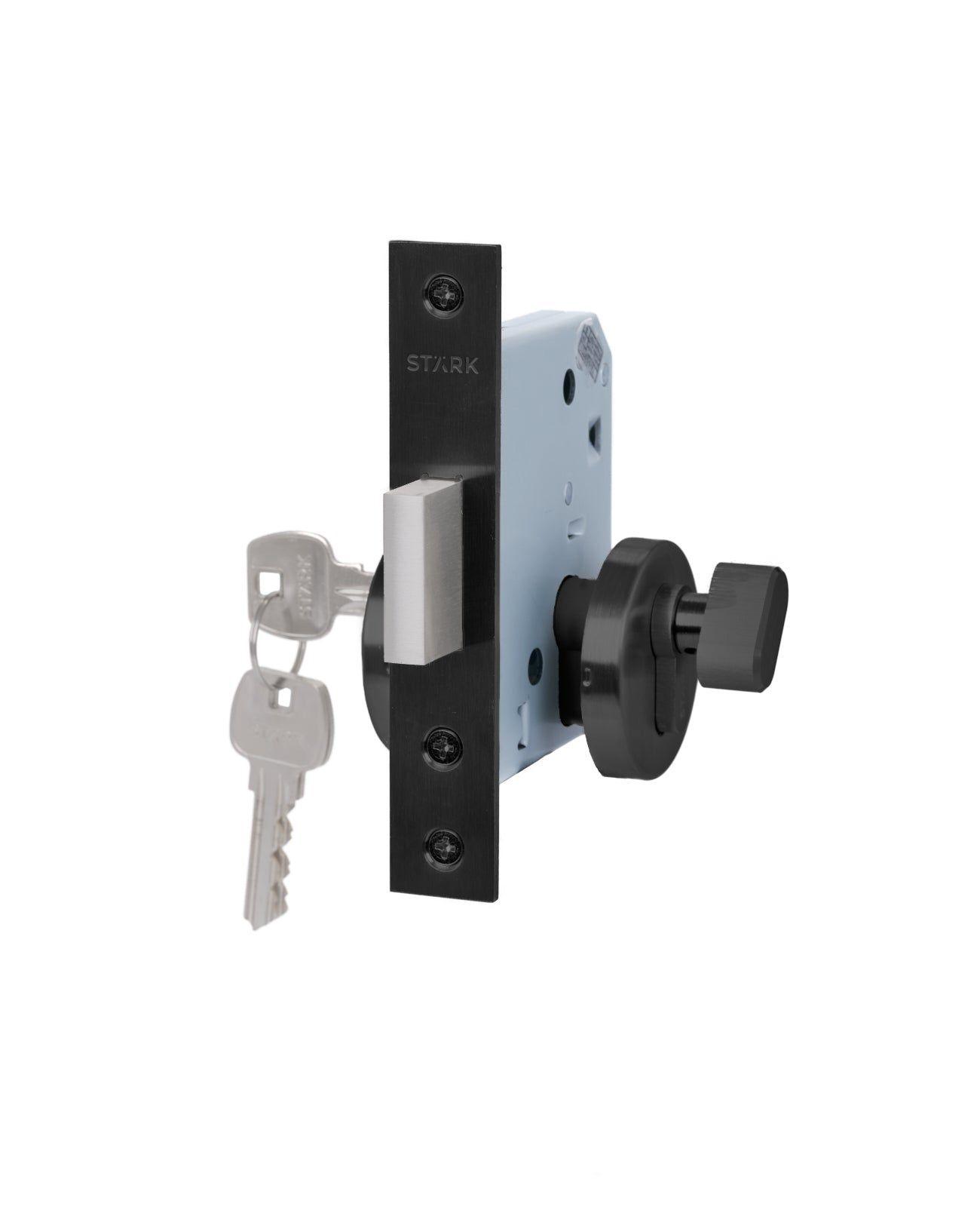 Cerradura seguridad doble vuelta 70 mm negro mate-0