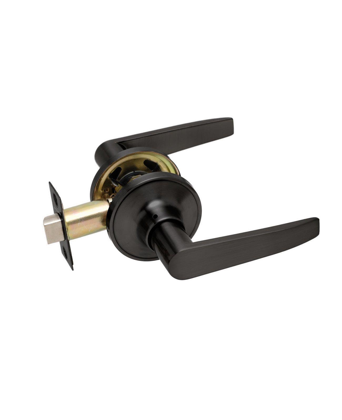 Cerradura tubular con manilla, Simple paso. (Negro mate)-0