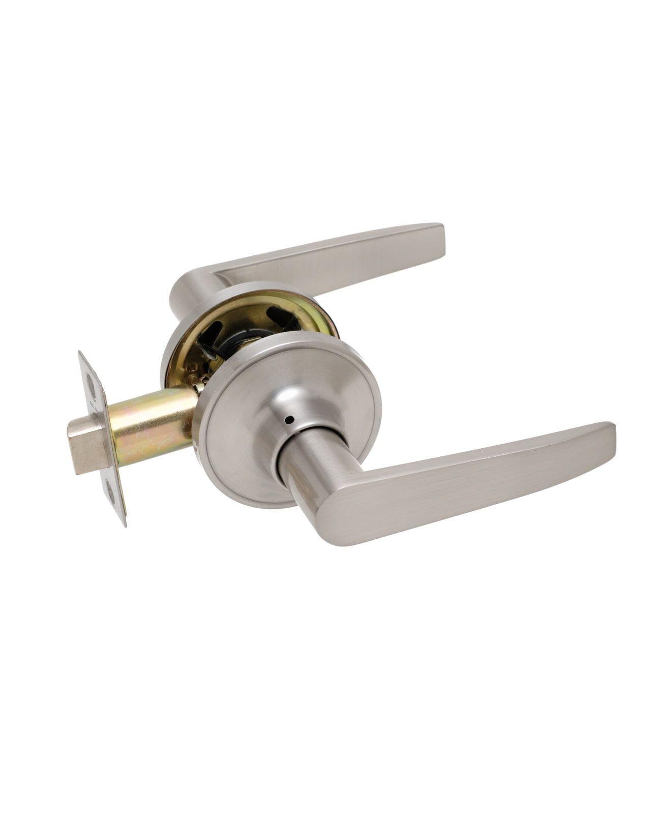 Cerradura tubular con manilla, Simple paso. (Níquel satinado)-0
