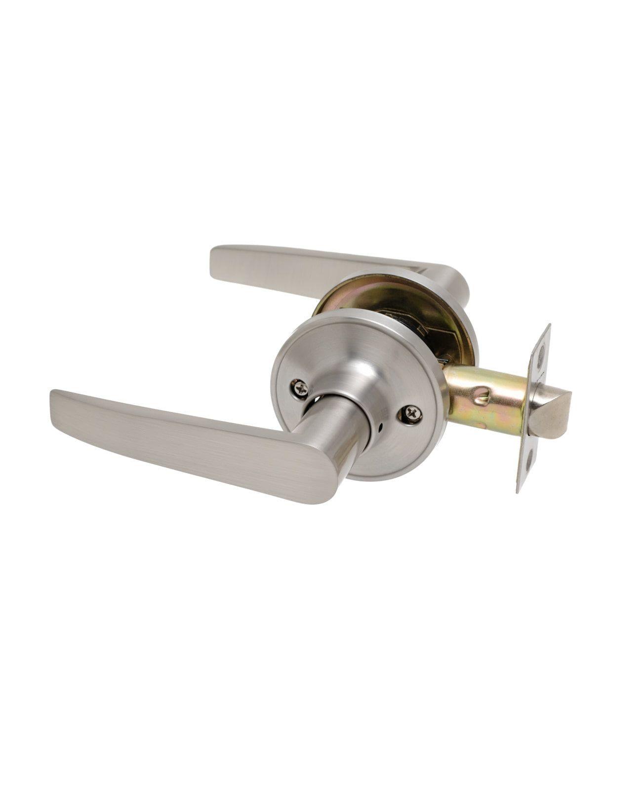 Cerradura tubular con manilla, Simple paso. (Níquel satinado)-1