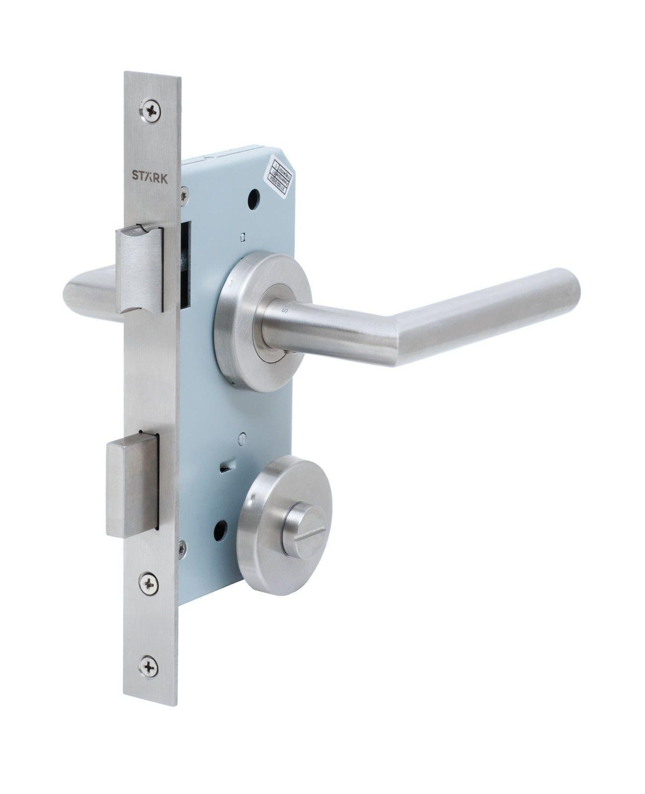 Cerradura de embutir función baño, seg int /emer ext. A inox-0