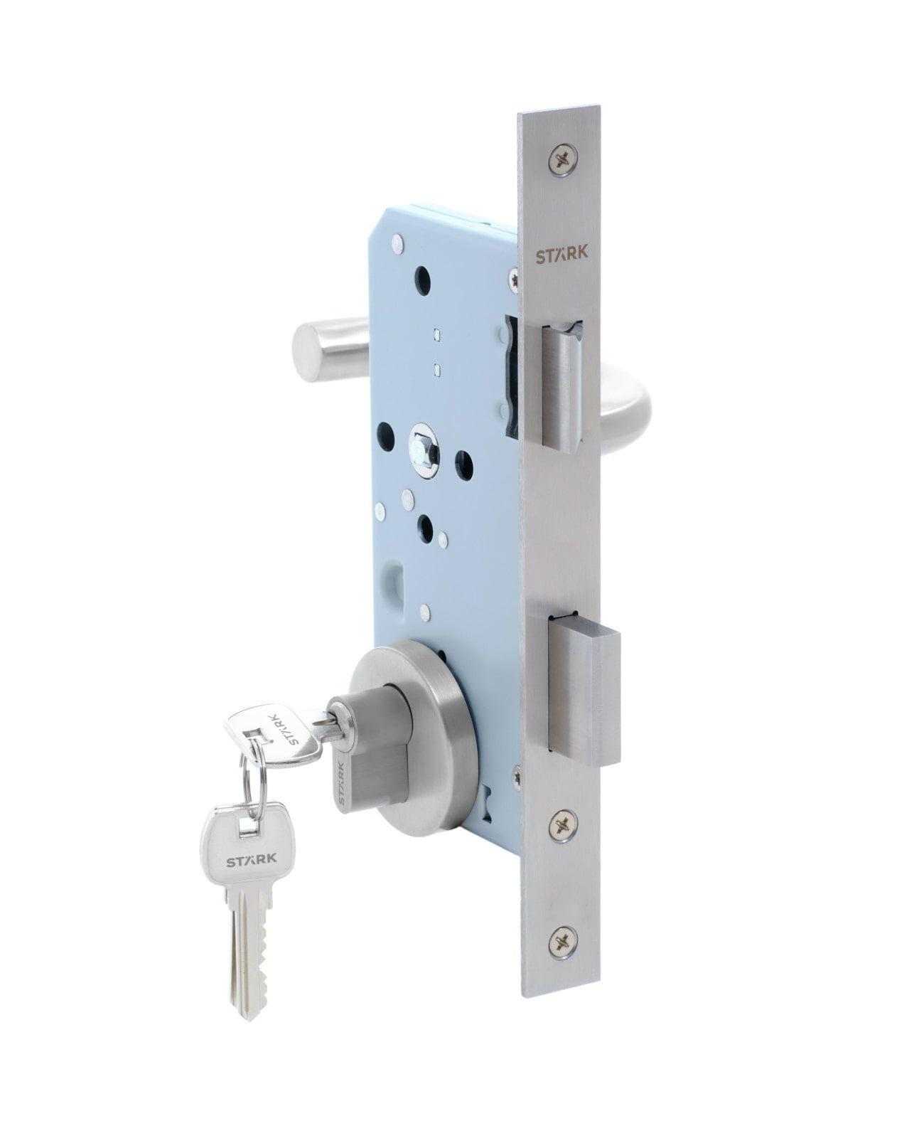 Cerradura de embutir acceso Principal llave ambos lados. Acero inoxidable-0