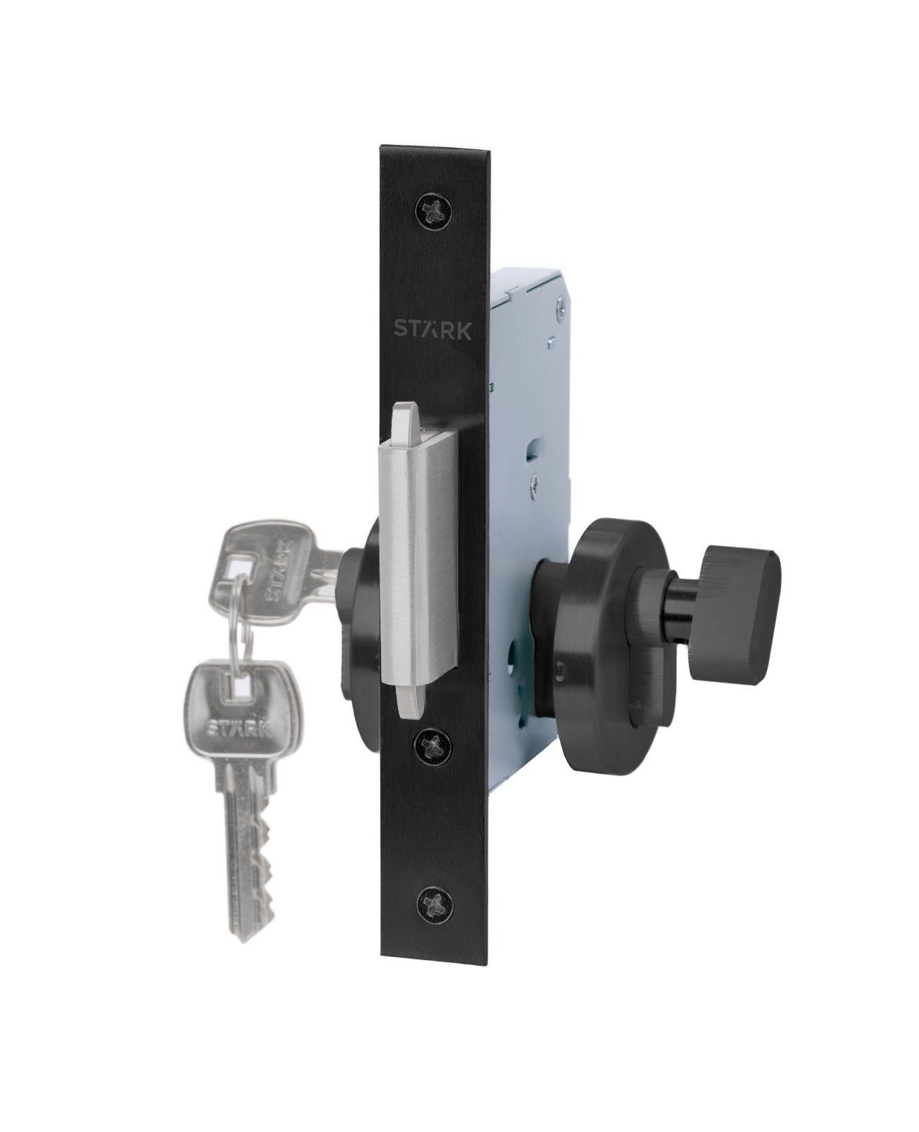 Cerradura corredera seguridad 70 mm negro mate-0