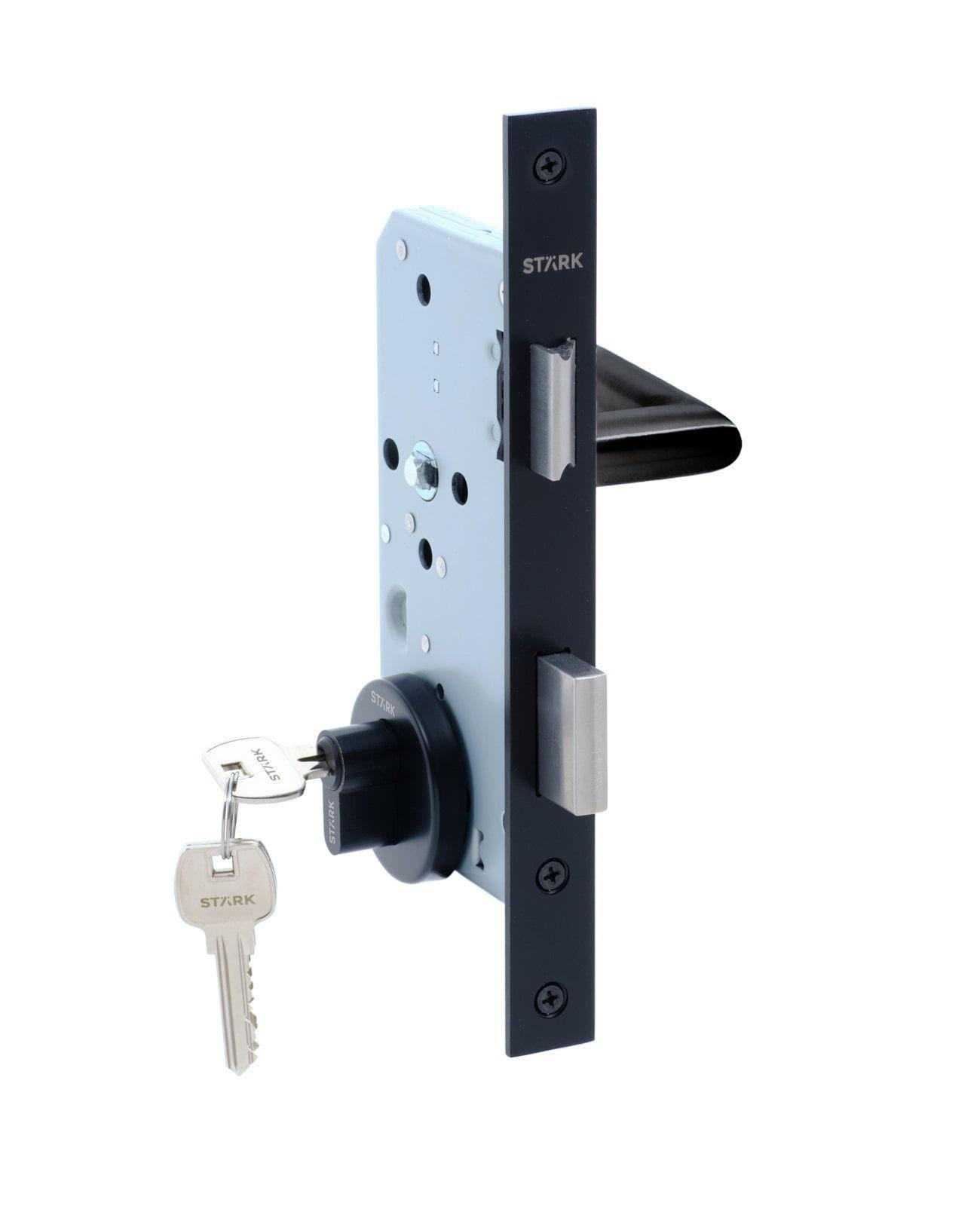Cerradura de embutir puerta acc prin. Llave ambo lado. Negro-0