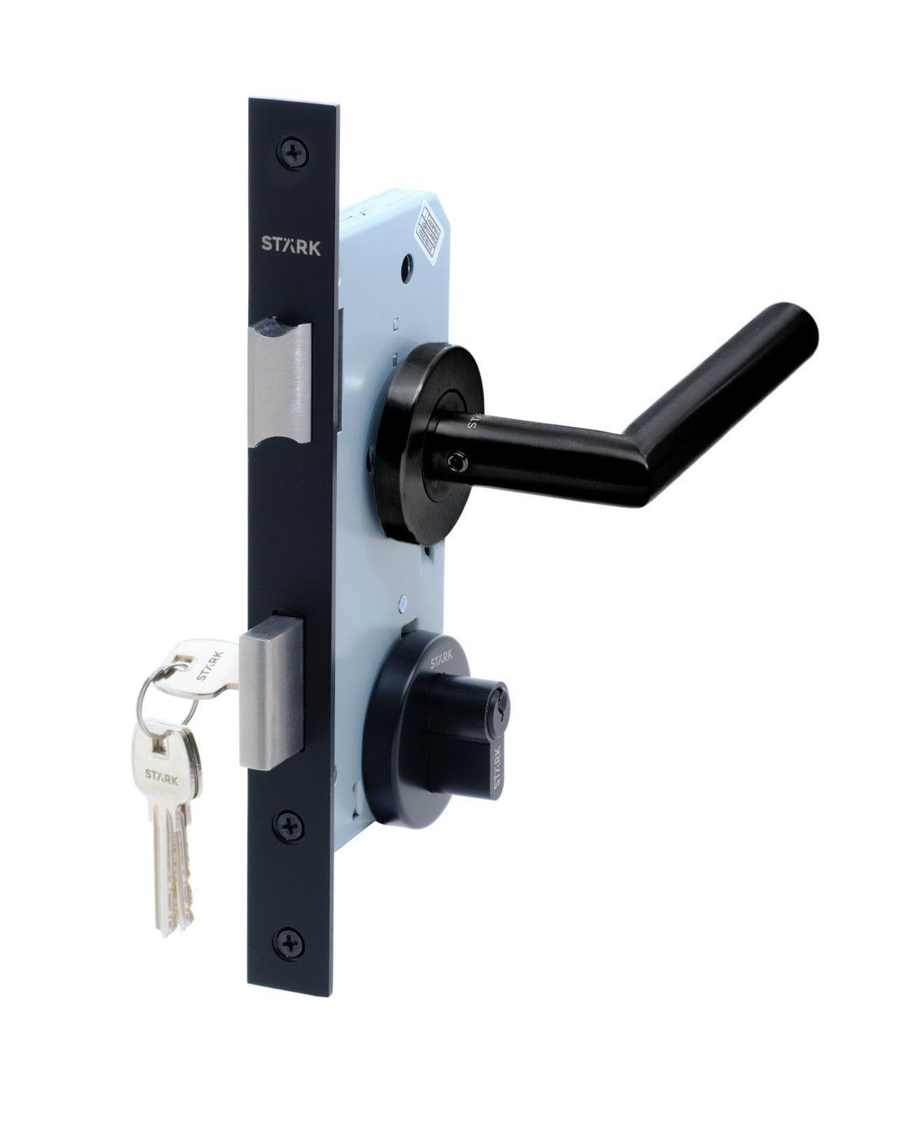 Cerradura de embutir puerta acc prin. Llave ambo lado. Negro-1
