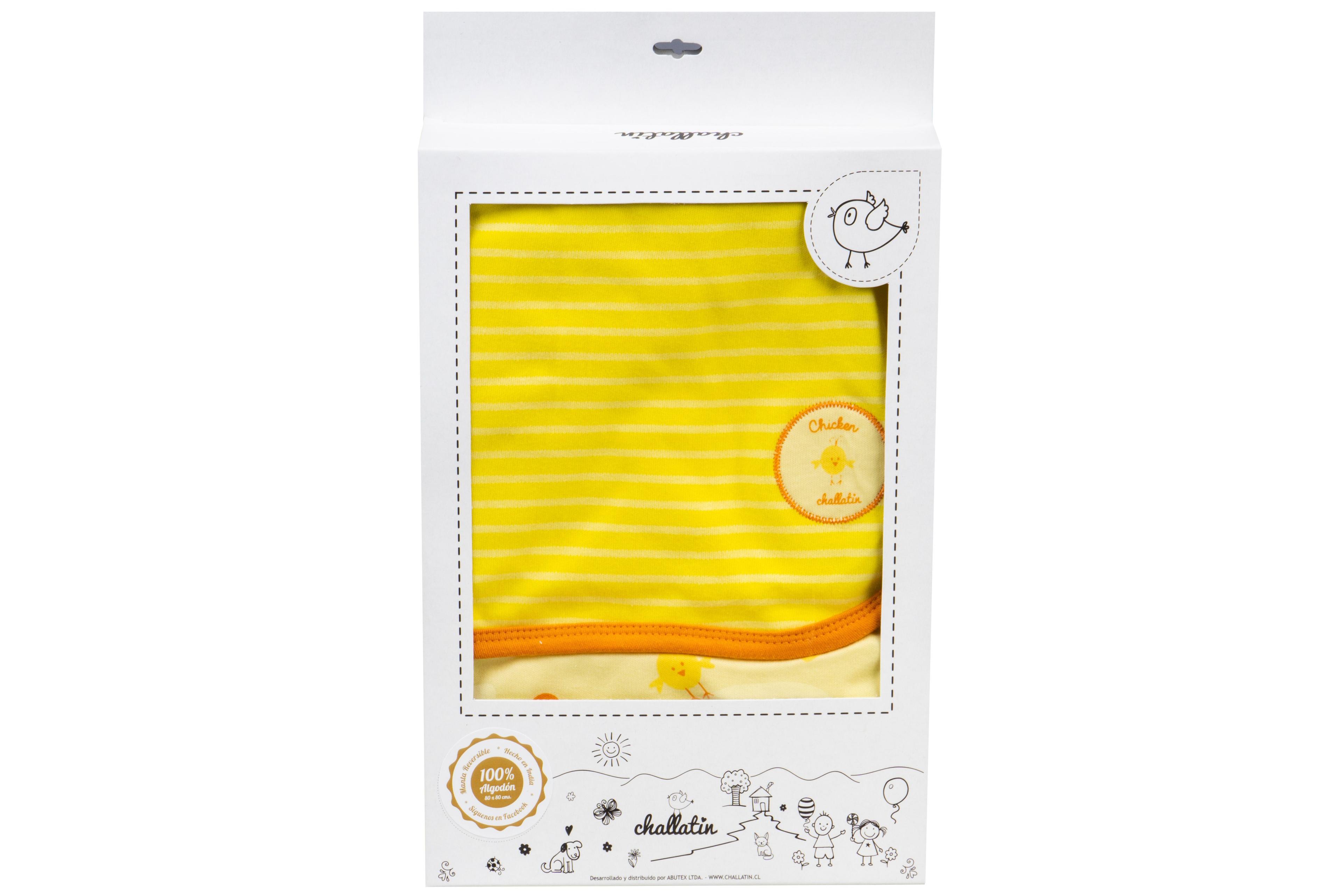 Manta Reversible En Caja, Doble Tela Amarillo-0