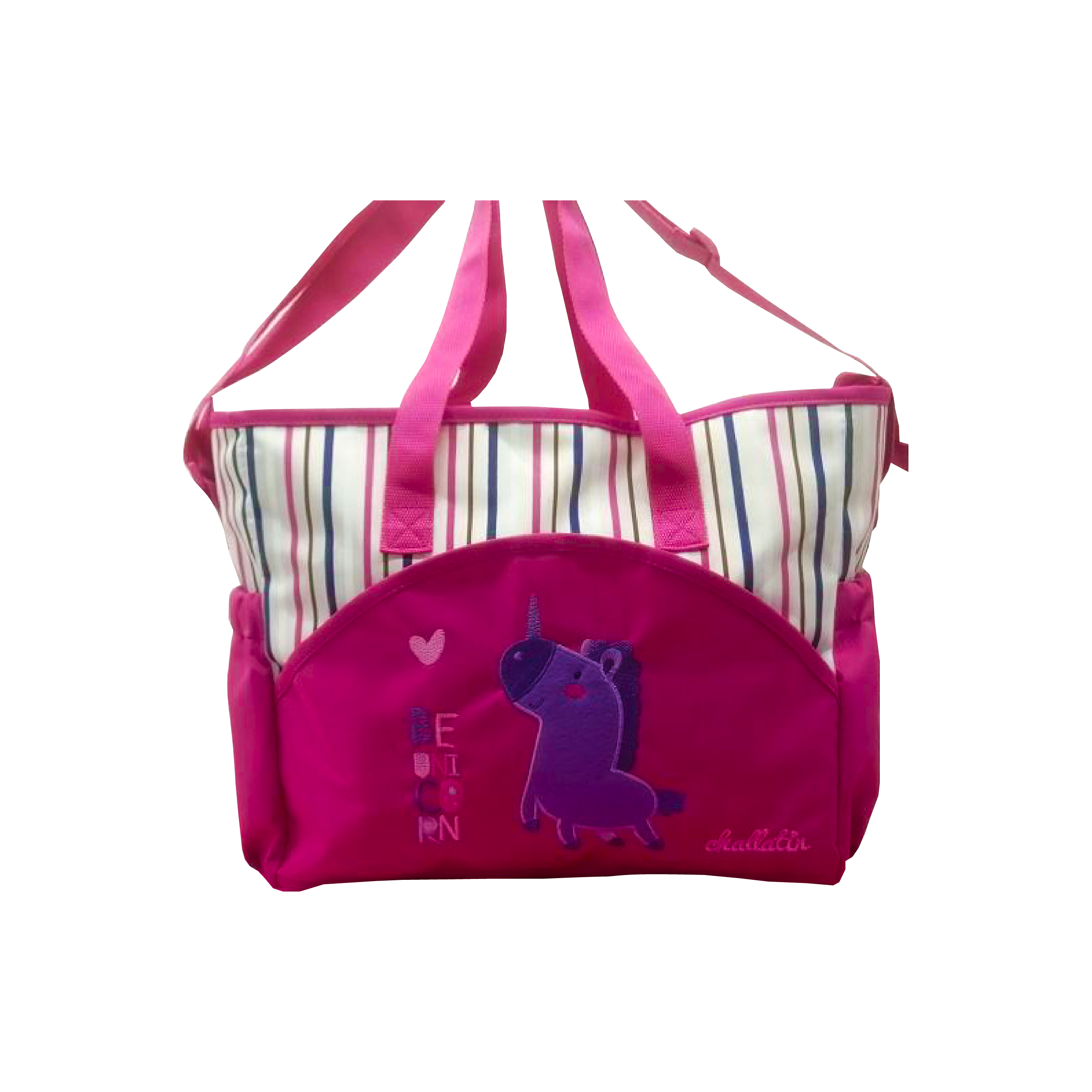 Bolso maternal Diseño Rayas bordado Rosado-0