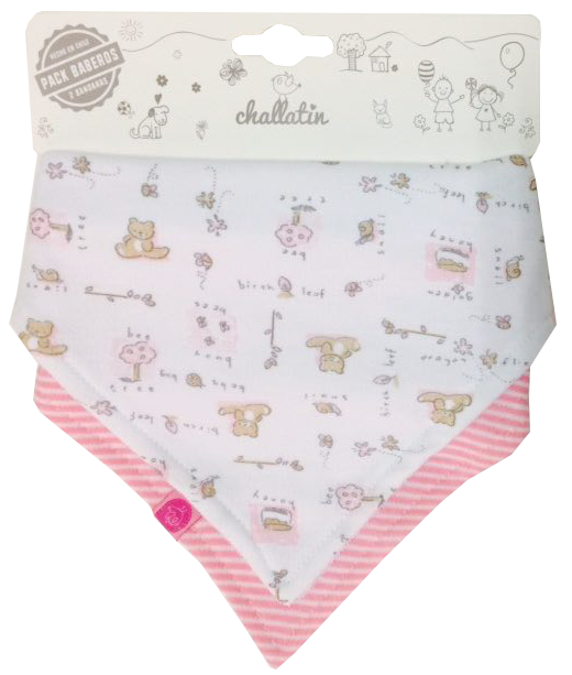 Pack Doble De Baberos Bandana Rosado Y Amarillo-0