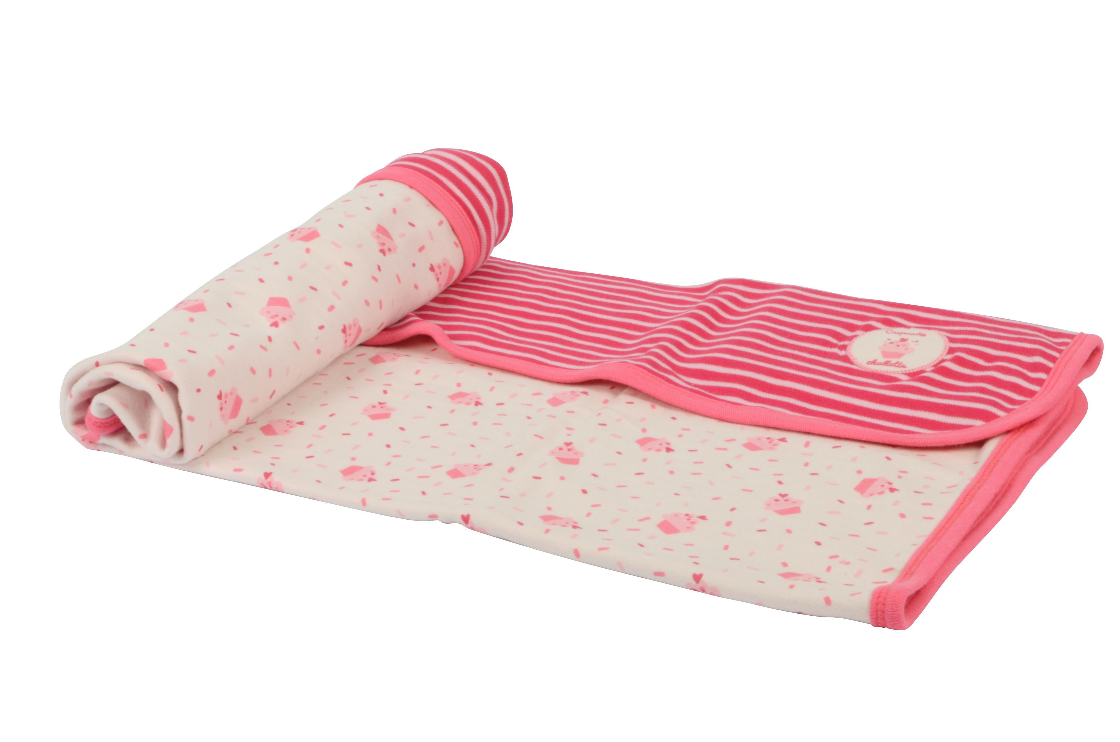 Manta Reversible En Bolsa, Doble Tela Rosado-0