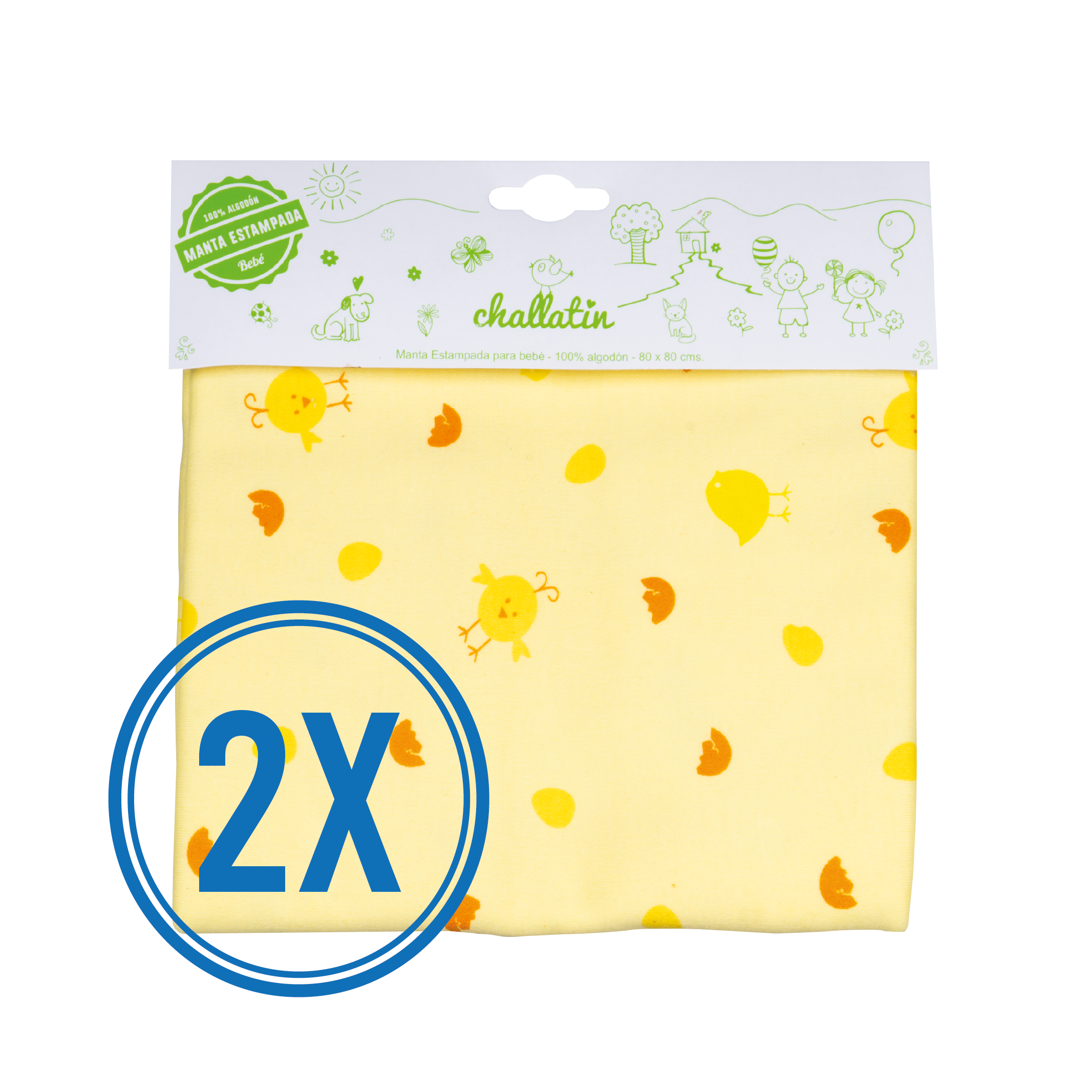 Pack Manta Estampada Tuto Grande En Bolsa, Amarillo-0