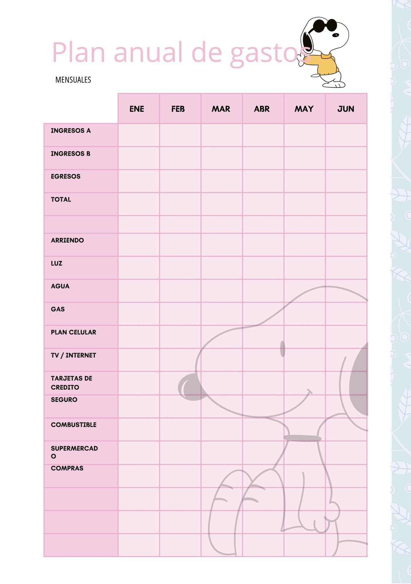 Agenda Planner Snoppy Astronauta Semanal Mensual Gastos-6