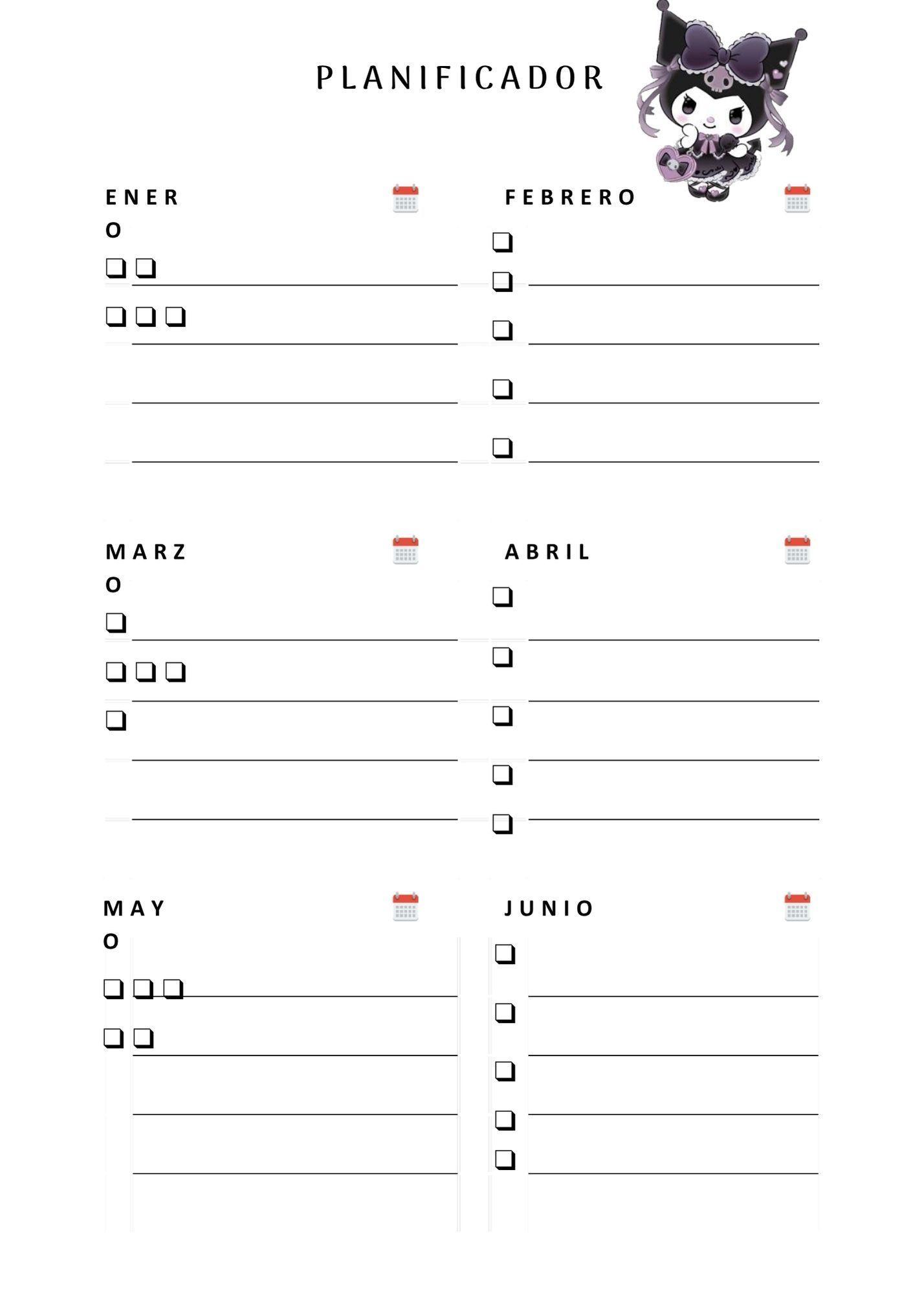 Agenda Kuromi Estudiante Planner Kawaii-3