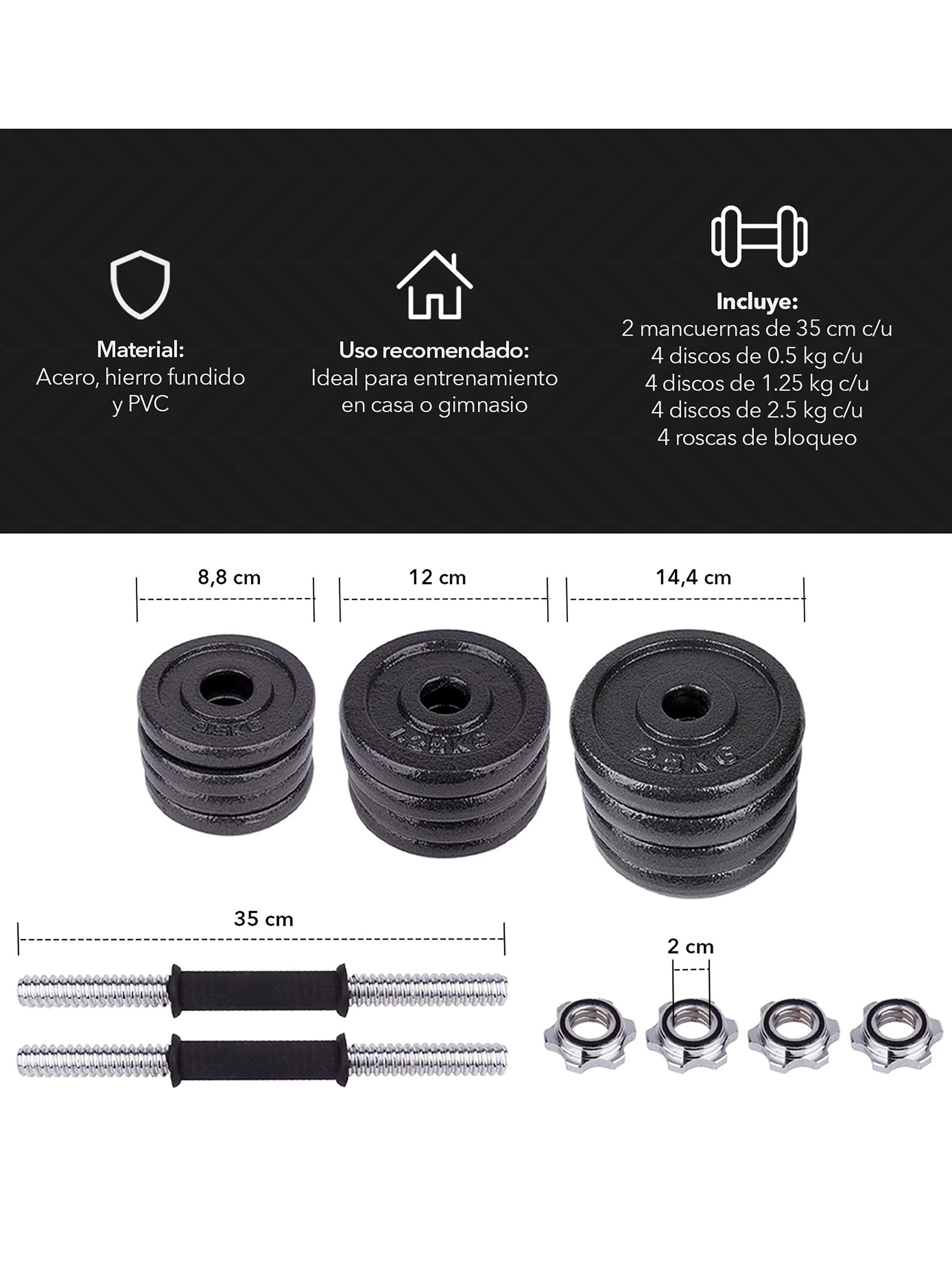 Set Barra Mancuernas Atletis Metal 20Kg Negro-2