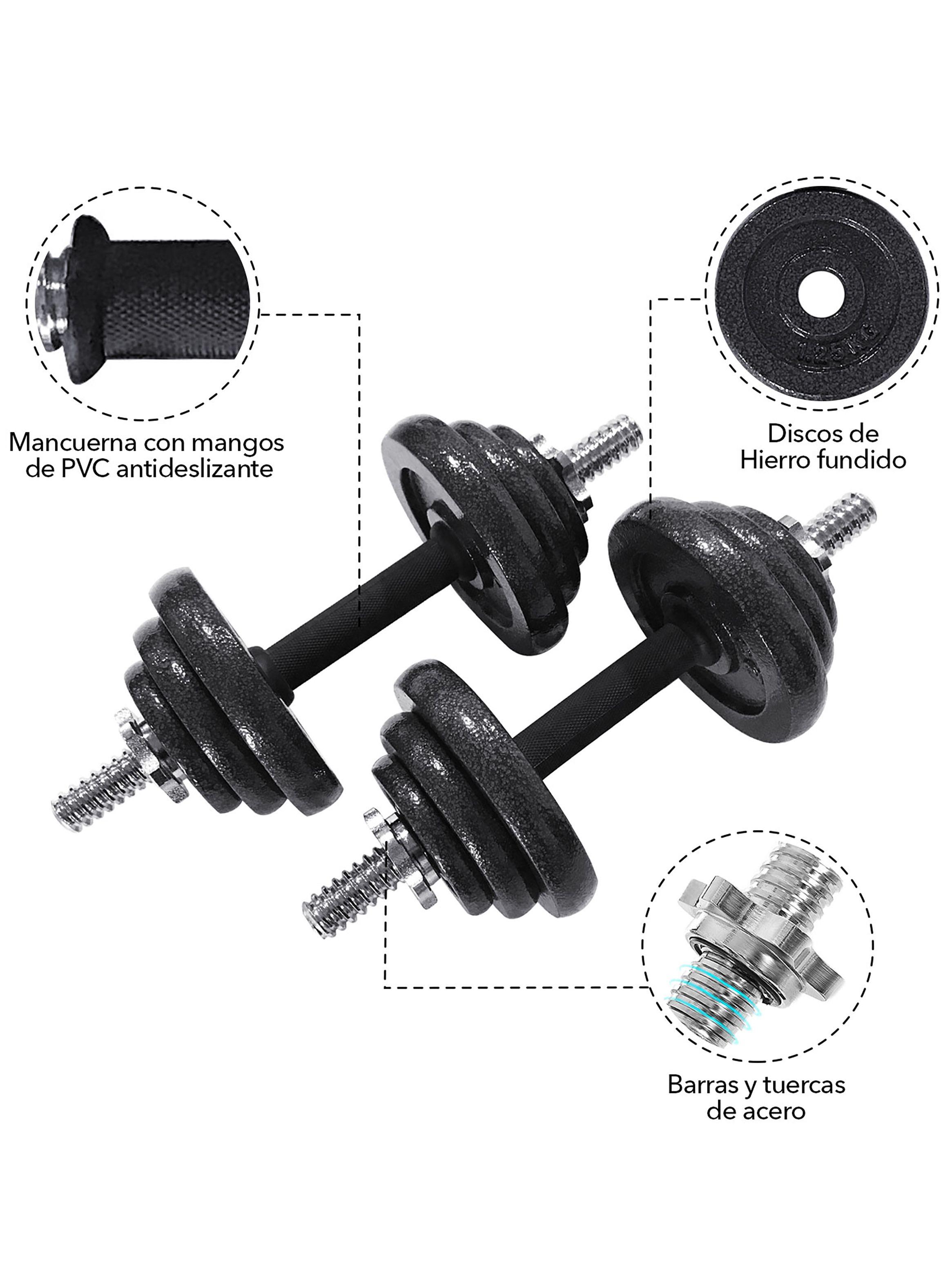 Set Barra Mancuernas Atletis Metal 20Kg Negro-3