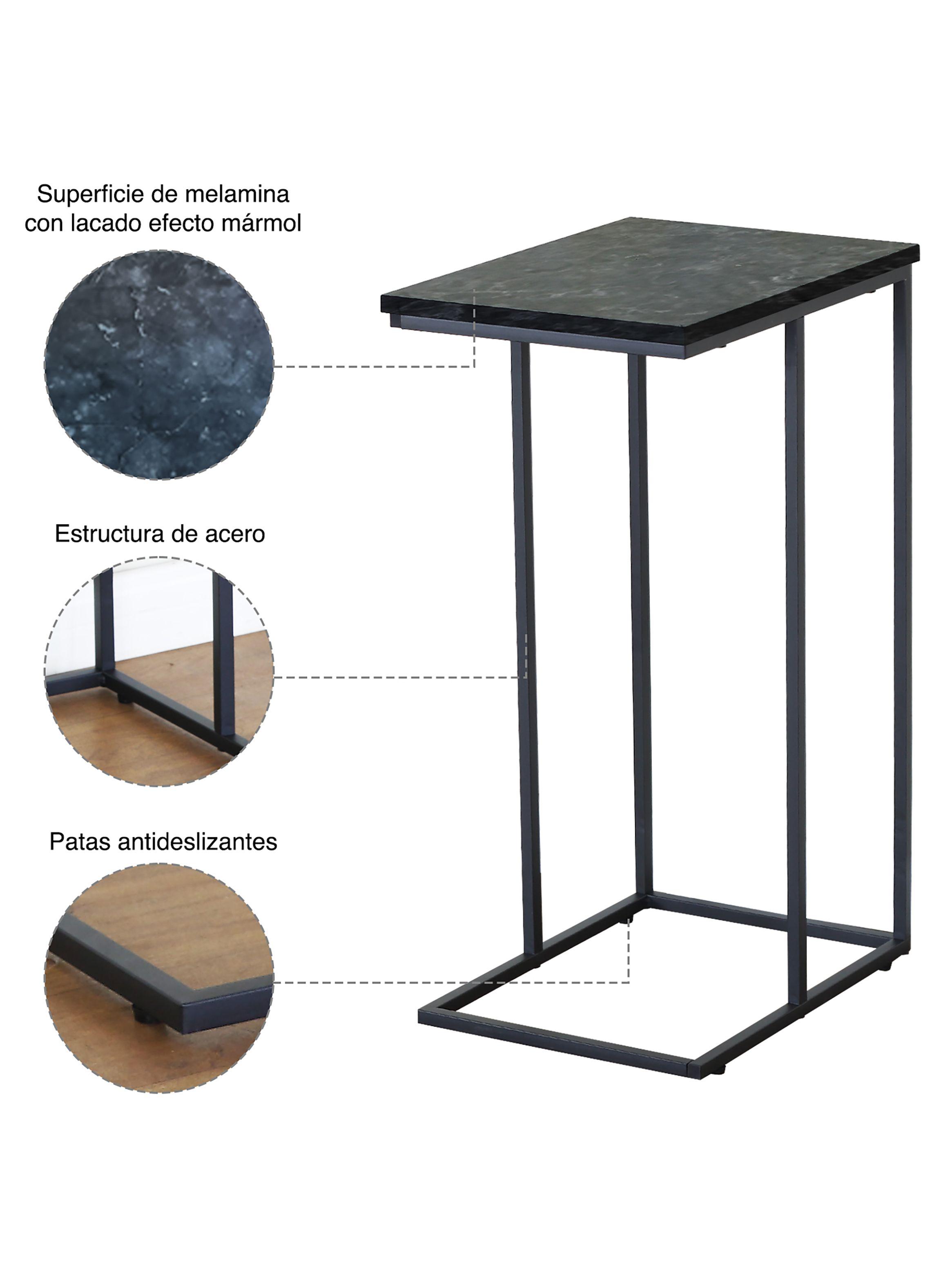 Mesa Lateral Estilo Marmol Negro-4