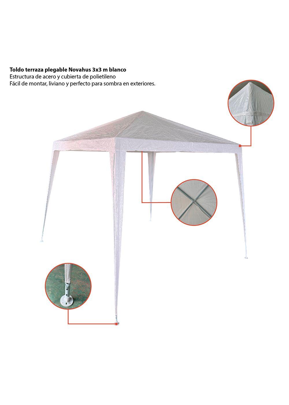 Toldo de Terraza 3x3 m Plegable PE Blanco-3