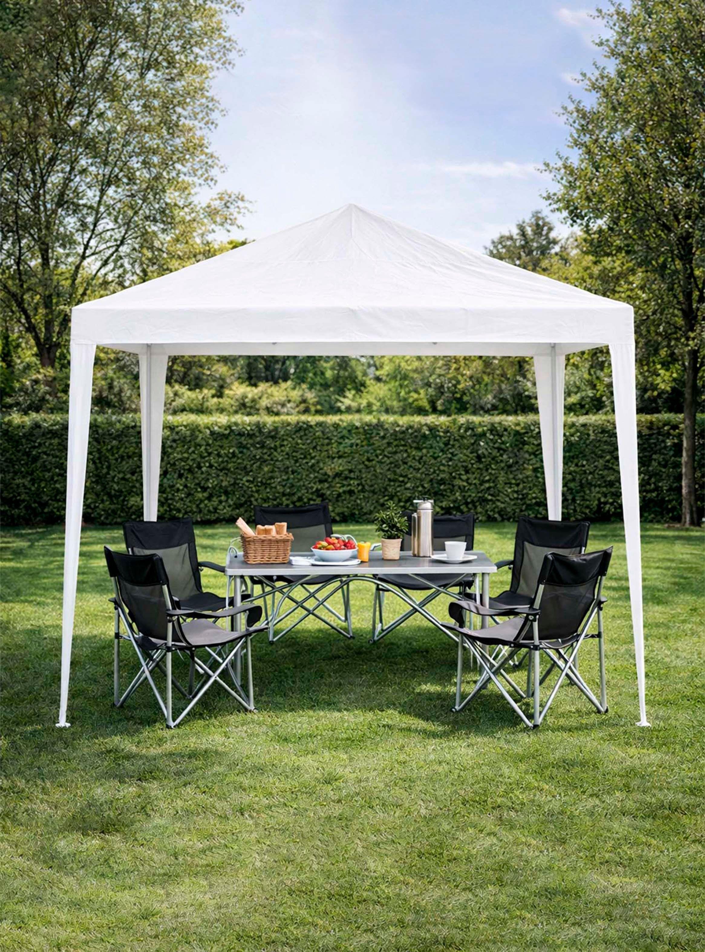 Toldo de Terraza 3x3 m Plegable PE Blanco-5