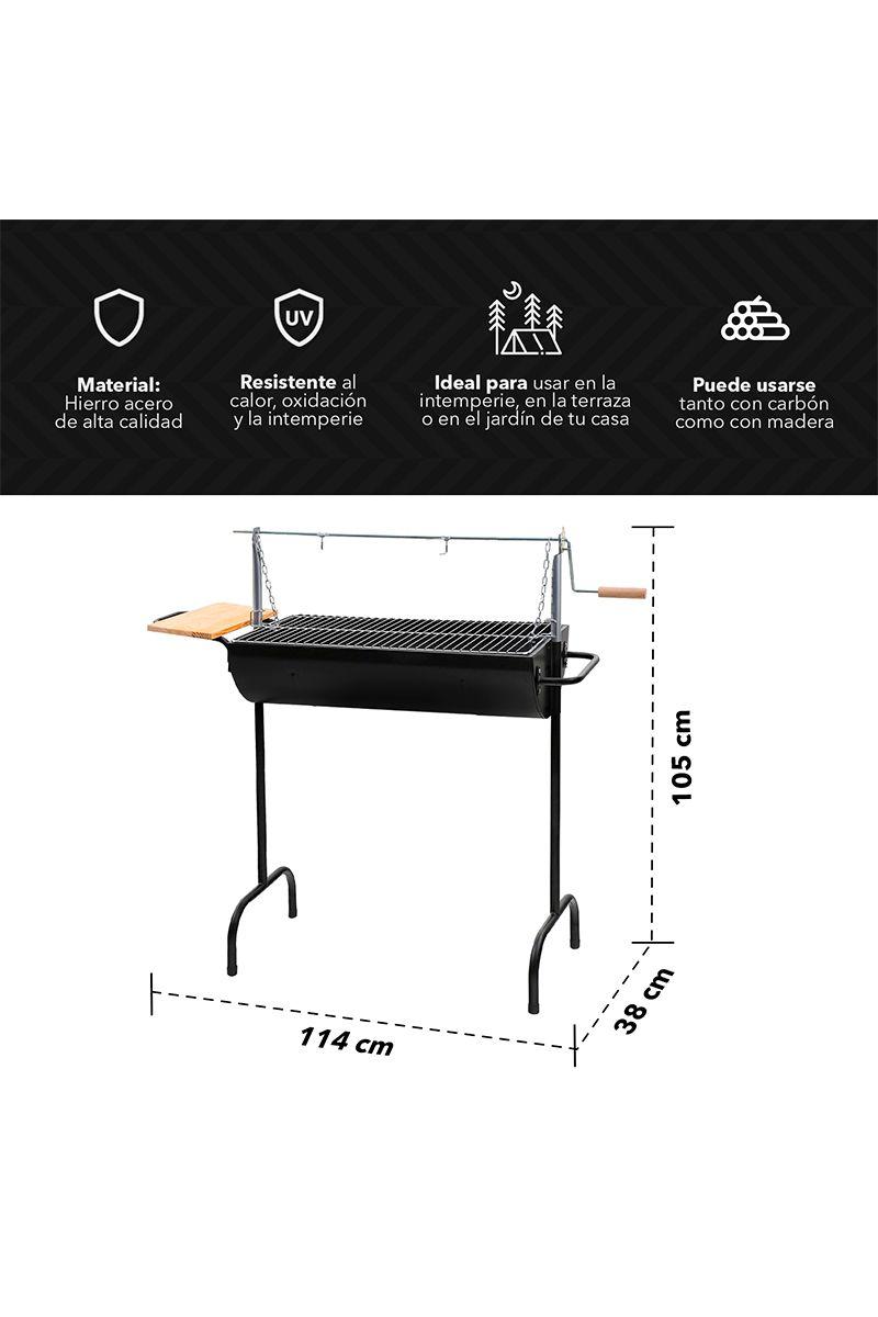 Parrilla a Carbón Con Roldana Negro-2