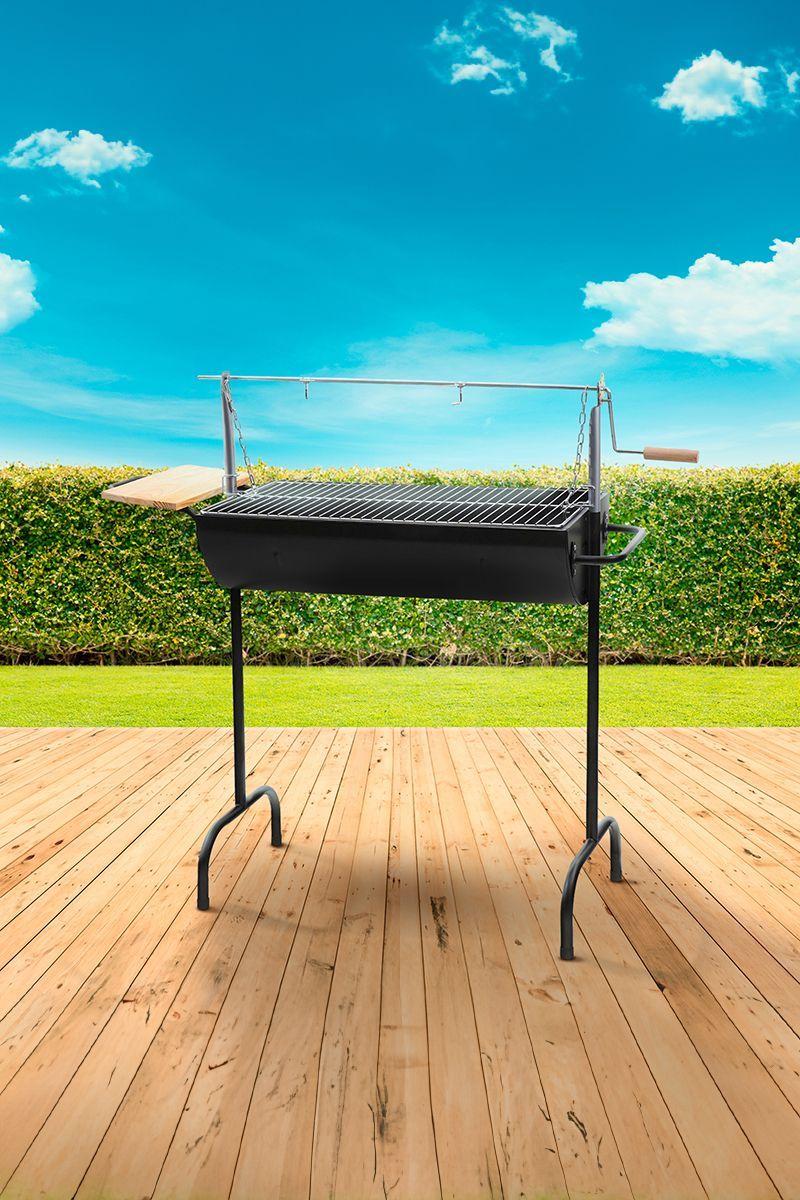 Parrilla a Carbón Con Roldana Negro-1