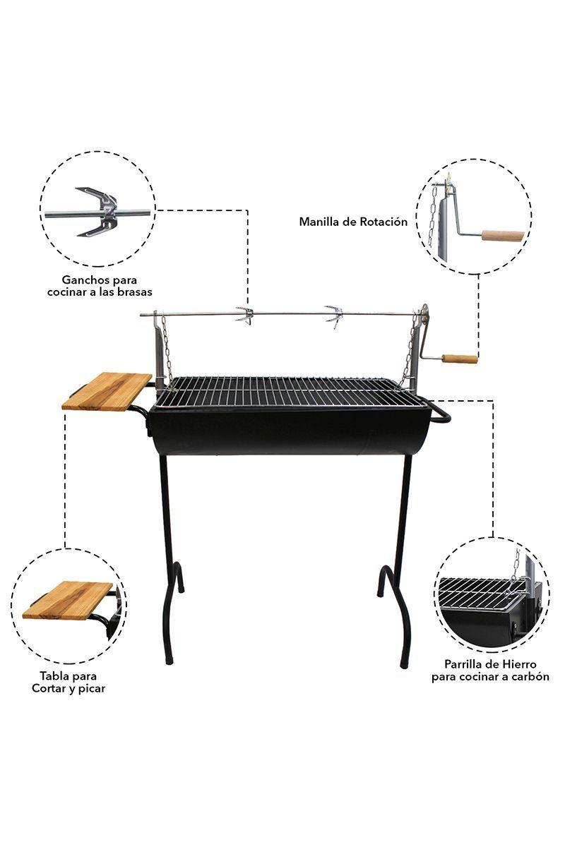 Parrilla a Carbón Con Roldana Negro-3