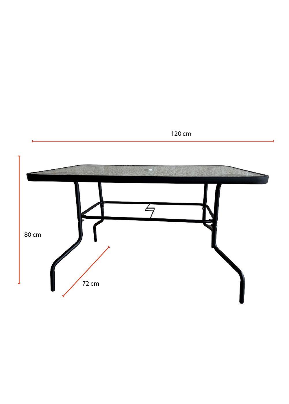 Mesa Terraza Vidrio y Acero 120x80x72cm Negra-2