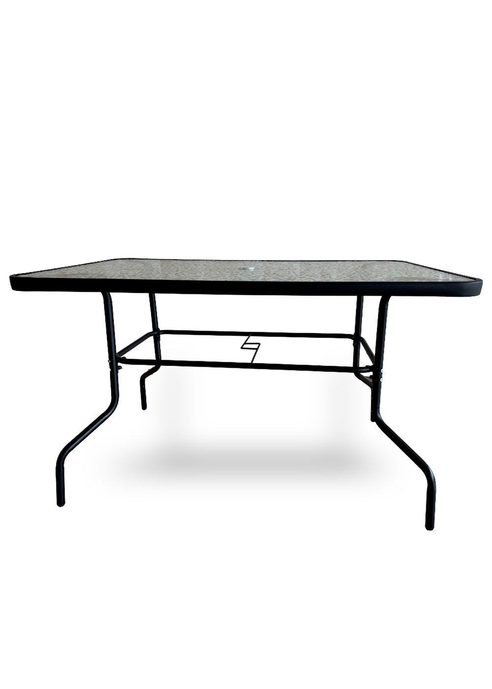Mesa Terraza Vidrio y Acero 120x80x72cm Negra-4