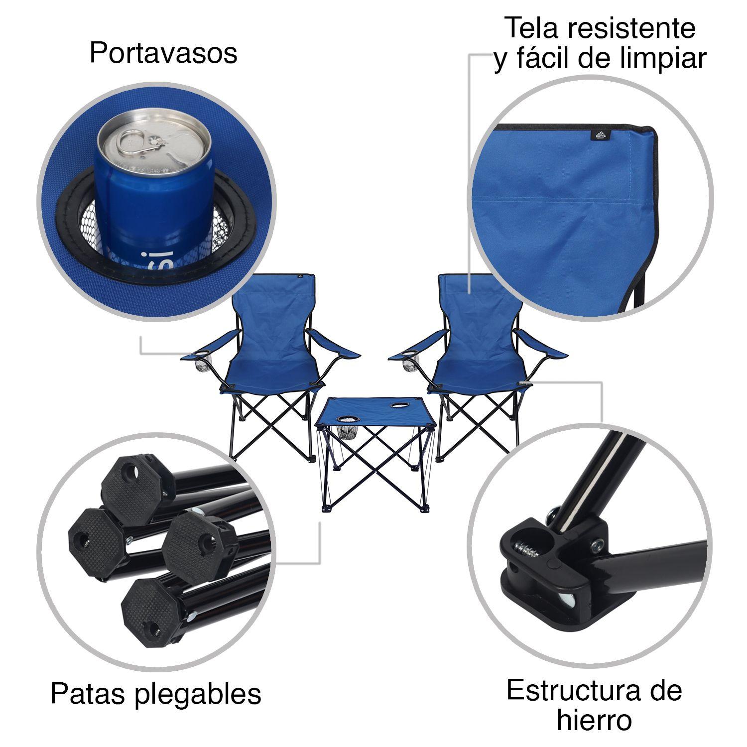Set Mesa y Sillas Plegables de Camping Azul-3