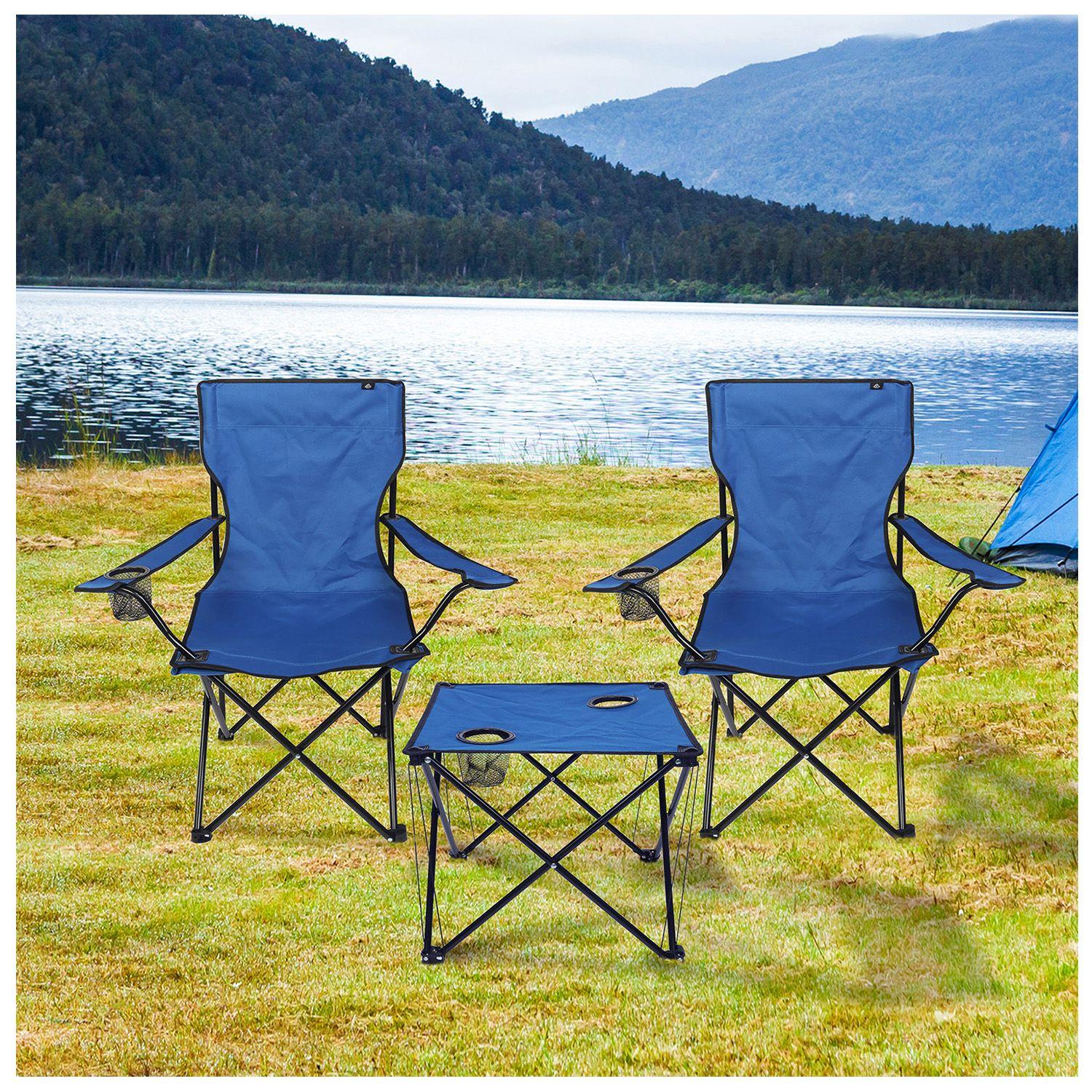 Set Mesa y Sillas Plegables de Camping Azul-1