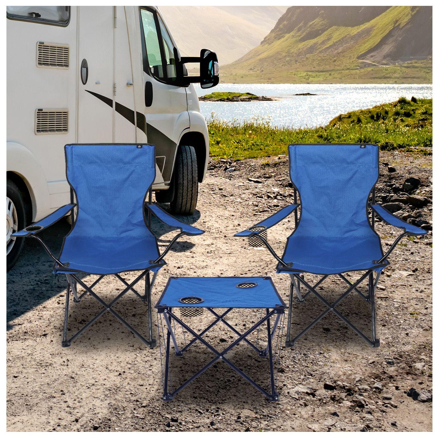 Set Mesa y Sillas Plegables de Camping Azul-5