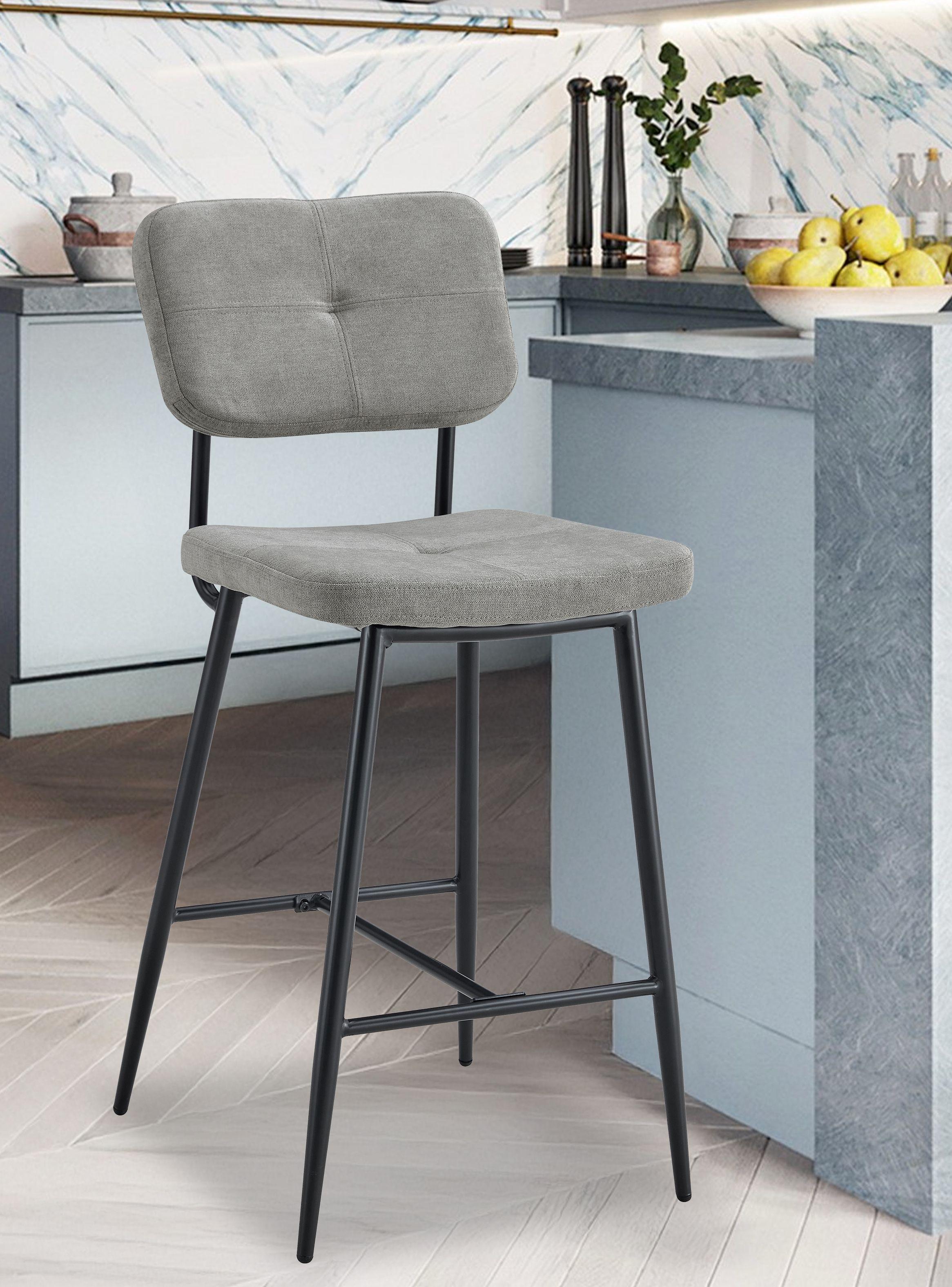 Pack 2 Pisos de Bar con Espaldar Acolchado Gris-1