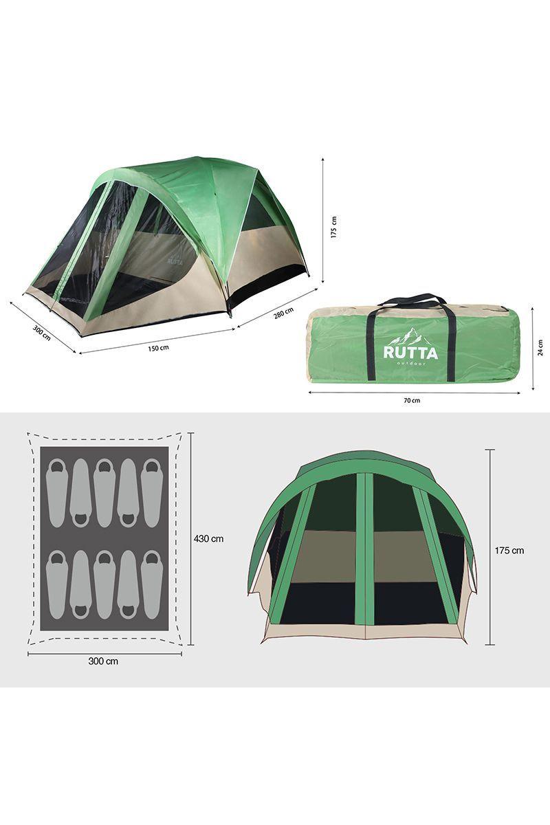 Carpa 10 Personas Camping Outdoor Verde-2