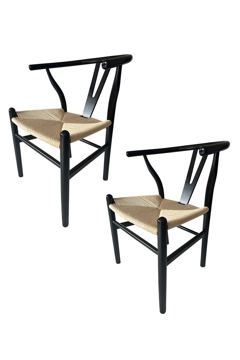 Pack 2 Sillas Comedor Whishbone Madera Negro-0
