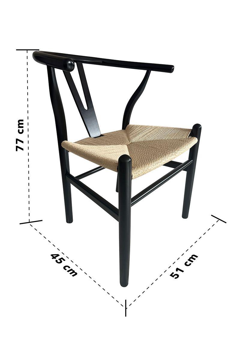 Pack 2 Sillas Comedor Whishbone Madera Negro-2